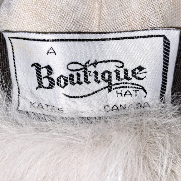 Cream Fox Trimmed Hat with White Leather Crown and Jewels main image 6